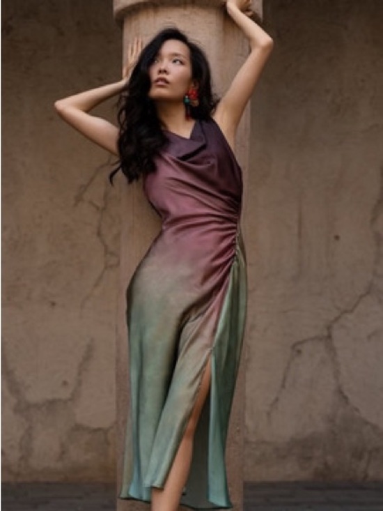 Zara Dresses & Skirts - Zara Ombré Satin Ruched Midi Dress | NWT | Large